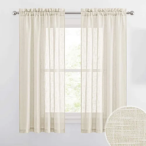 Vista 18 de Cozynight Cortinas de Niveles Transparentes Gris Oscuro de 24 Pulgadas de Largo, Tratamiento de Cortinas para Ventanas Pequeñas