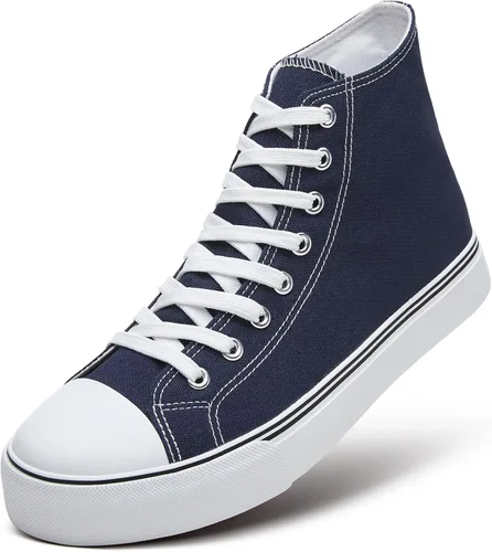 Vista 30 de ZGR Tenis de lona para hombre, con cordones, clásicos, casuales, para caminar