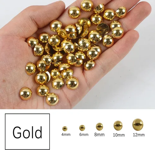 Vista 3 de 5000 PIEZAS de 4mm de Perlas Planas para Artesanía Oro, Perlas de Media Ronda de Imitación a Granel para Proyectos de Manualidades, Perlas de Parte