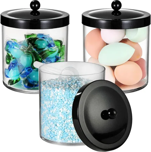 Vista 16 de SheeChung Tarro de Boticario Premium - Recipiente Contenedor Grande de Plástico Transparente de 50 Oz. con Tapa de Acero Inoxidable a Prueba