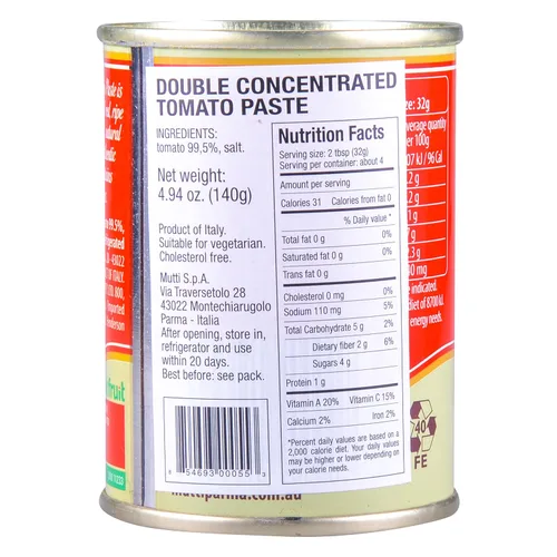 Vista 2 de Mutti Pasta de tomate doble concentrada (Doppio Concentrato), lata de 4.94 onzas 1 paquete Marca de tomates #1 de Italia Tomates enlatados