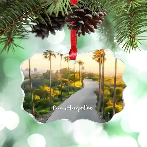 Vista 11 de Los Ángeles Beach California, Estados Unidos, decoración de árbol de Navidad, recuerdo de ciudad de campo, recuerdos de Navidad personalizados