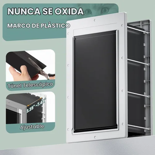 Vista 2 de Puerta de plástico para perros de 3 solapas para pared, mascotas de hasta 100 libras (grande)