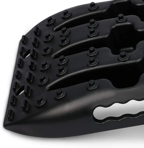 Vista 5 de XPV AUTO Tablas de tracción para pistas de recuperación, escalera de neumáticos, alfombrilla 4WD para arena y lodo de nieve todoterreno 4X4 (negro)