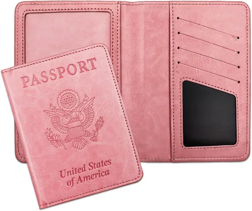 Vista 11 de Soporte para pasaporte para artículos esenciales de viaje, con bloqueo RFID, funda para tarjetas, funda de piel sintética para pasaporte