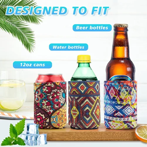 Vista 3 de Paquete de 12 fundas de neopreno para enfriar latas de cerveza, para latas estándar de 12 onzas, enfriadores de cerveza para fiestas, eventos