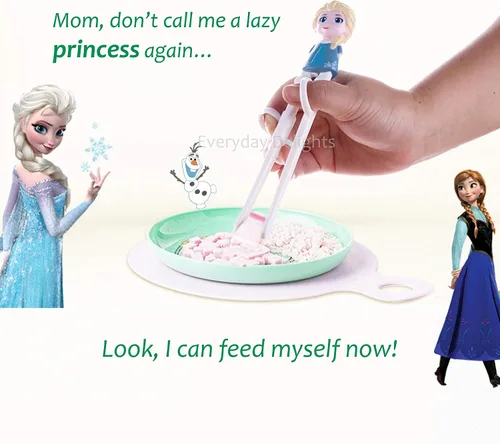 Vista 5 de Frozen Queen Elsa Kids Kids Cuchara Palillos de Entrenamiento Cubiertos Cubiertos Vajilla Vajilla Juego de Vajilla con Estuche, 3 Piezas