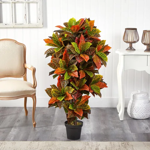 Vista 3 de Nearly Natural Planta Croton de 56 pulgadas (tacto real)