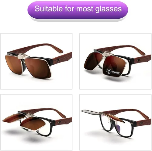 Vista 4 de TERAISE Polarized Clip-on Sunglasses with Flip Up Function Suitable Driving Sports