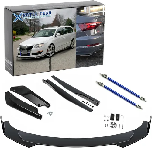 Vista 13 de X xotic tech Juego de carrocería para coche con alerón para parachoques delantero, divisor de falda lateral + alerón para parachoques trasero