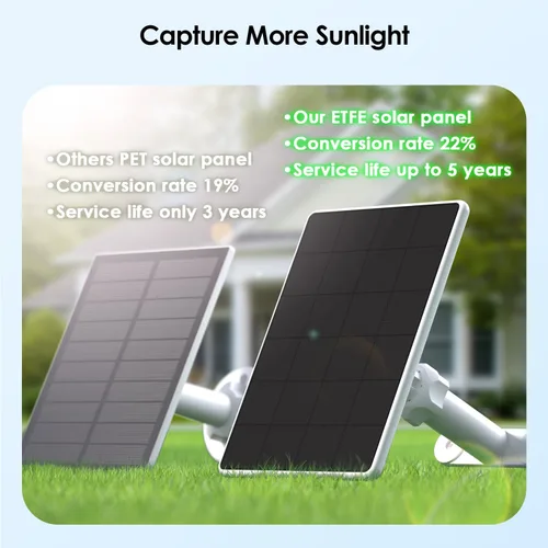 Vista 4 de Panel Solar de 6W para Ring Spotlight Cam Battery y Stick Up Cam Battery, Cargador Solar de Alta Eficiencia con Soporte Retráctil Ajustable de 360°