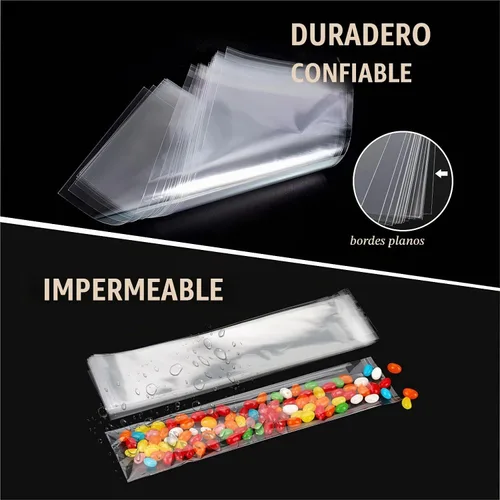 Vista 6 de 100 bolsas de celofán transparentes resellables de 1 pulgada x 5 pulgadas de largo, bolsas de golosinas autosellantes, bolsas para galletas