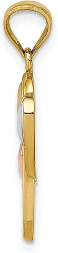 Vista 2 de Collar con dije de corazón blanco de oro amarillo de 14 quilates, dos tonos, amor de múltiples joyas finas para mujeres, regalos para ella