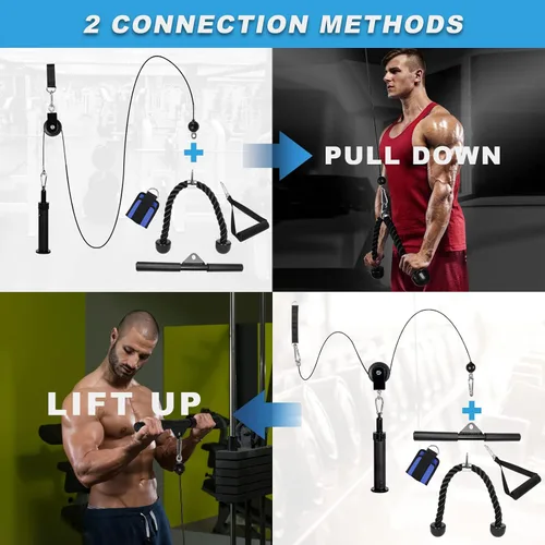 Vista 4 de Sistema de polea de cable de peso: Máquina desplegable LAT con doble cable y pasador de carga mejorado para tríceps, espalda, antebrazo, hombro, LAT