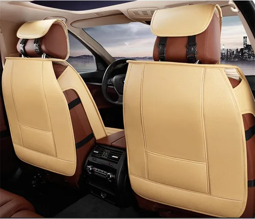 Vista 3 de Aoyade Fundas de asiento de coche para BMW Serie 1, 2, 3, 4, 5, 6, 7, para todo tipo de clima, suaves, transpirables, impermeables, juego completo