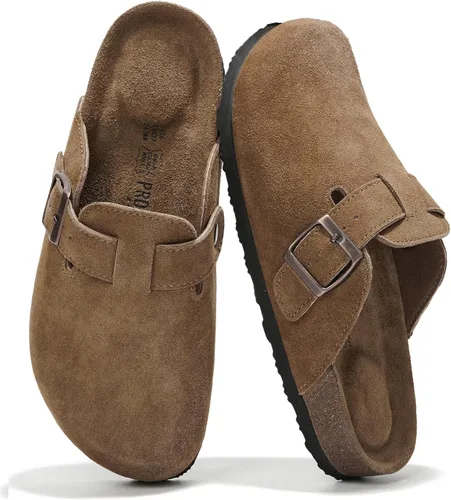 Vista 9 de Project Cloud Benton - Zuecos con plantilla de cuero genuino para mujer, pantuflas de espuma viscoelástica con soporte de arco, sandalias de moda