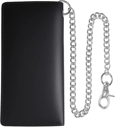 Vista 7 de CLASSIC - Cartera con cadena de motocicleta para hombre, piel auténtica Anilina Negro
