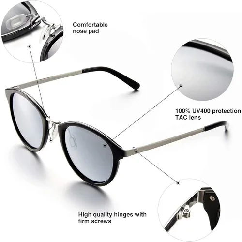 Vista 4 de AHT Gafas de sol polarizadas para mujer, con rayos sombreados, 100 % UV, ojos de gato