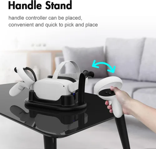 Vista 7 de AMVR Charging Dock for Oculus Quest 2, Headset Display Stand and Touch Controllers Mount Station Holder, with USB-C Charging Cable (Black)