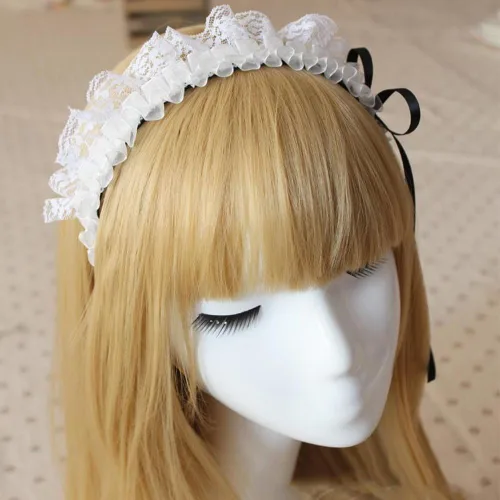 Vista 2 de YOMORIO Diadema para el pelo de mujer con diseño de sirvienta de anime accesorio para el pelo color blanco