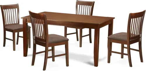 Vista 10 de East West Furniture DUNO5-BLK-W - Juego de mesa de comedor de 5 piezas, incluye una mesa rectangular de madera y 4 sillas de comedor de cocina, 36 x