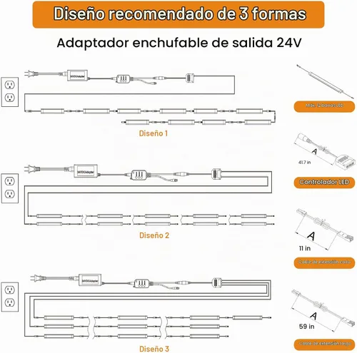 Vista 5 de Kit de luces para debajo del gabinete, accesorios de iluminación LED Blanco cálido