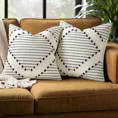 Vista 15 de Mecatny Juego de 2 fundas de almohada bohemias de verano para exteriores, 16 x 16 pulgadas, fundas de almohada decorativas para sofá, sala de estar