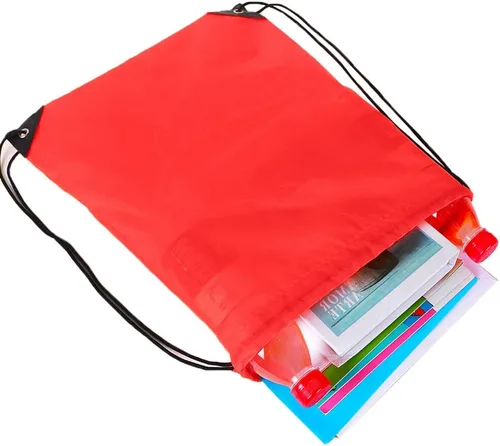 Vista 4 de Mochila con cordón a granel Draw String Bags Cinch Bolsa de poliéster, Rojo -, Classic