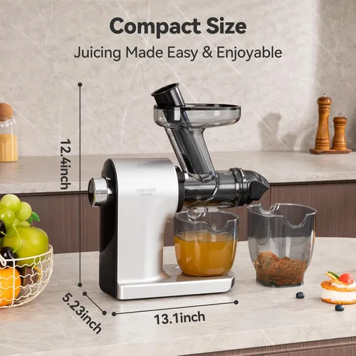 Vista 8 de Exprimidores de exprimidores de presión en frío con canal de alimentación grande de 3.60 pulgadas para verduras y frutas, fácil de limpiar, motor