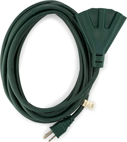 Vista 11 de Cable alargador de Holiday Lighting Outlet para interiores o exteriores de 16/3, 3 tomas de corriente, 3 clavijas, certificación UL Negro
