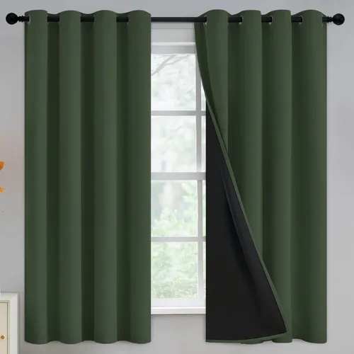 Vista 164 de Yakamok Cortinas negras, cortinas de ventana con aislamiento térmico y eficiencia energética para dormitorio, cortinas opacas completas y cortinas