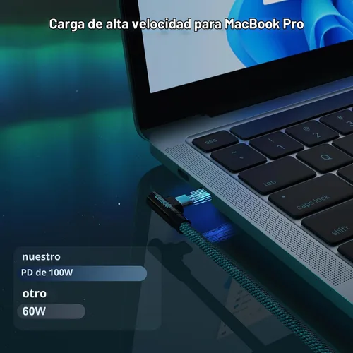 Vista 3 de Cable USB C a USB C de 100 W de carga rápida de 5 A, paquete de 2, 1 pie/12