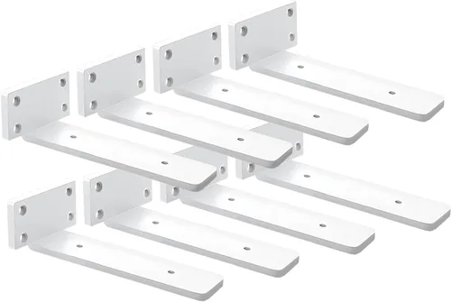 Vista 14 de Paquete de 4 soportes de estante flotantes de 4 pulgadas, soporte de estante oculto de 1/5 pulgadas de grosor, soportes de metal de hierro