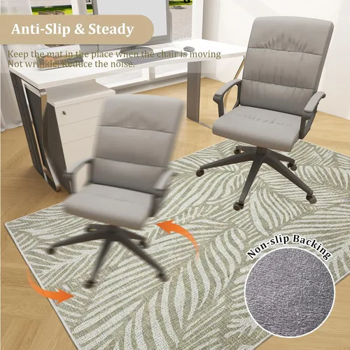 Vista 5 de Tapete para silla de oficina para suelo de madera dura, 48"x36" tapete protector de escritorio de computadora de fácil deslizamiento para silla Hoja