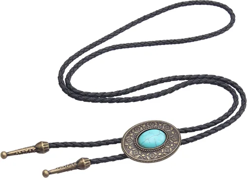 Vista 94 de Jeilwiy Corbata de bolo para hombre, corbata de vaquero occidental, collar de corbata de bolo dorado, corbata de cuero, corbata de Halloween
