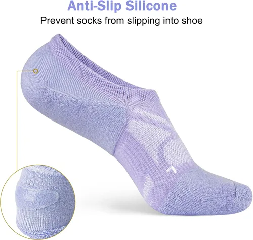 Vista 3 de No Show Socks - Calcetines deportivos de compresión de corte bajo y tobillo para mujer, 5 pares
