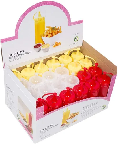 Vista 3 de 2 piezas de 13 oz botella de plástico exprimible condimento ketchup mostaza aceite mayonesa salsa
