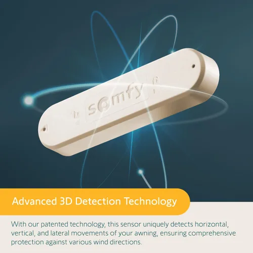 Vista 3 de Somfy Eolis - Sensor de viento RTS sin cables 3D, protección contra el viento inalámbrica para toldos RTS, funciona con toldos Sun Setter, detección