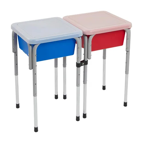 Vista 12 de ECR4Kids Mesas modulares de juego con arena y agua con tapas, varios colores, Azul, 1