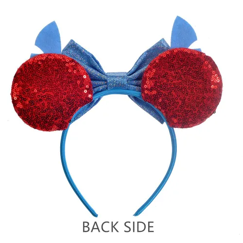 Vista 3 de JIAHANG Diadema de lazo con lentejuelas y orejas de ratón banda de pelo con alas de mosca decoración brillante para festivales disfraz de cosplay