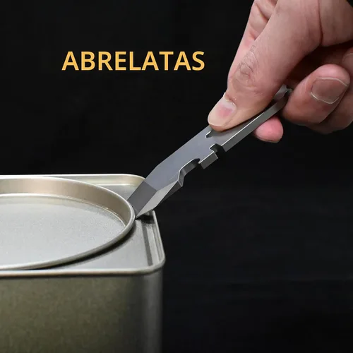 Vista 6 de Herramienta de llavero de titanio, herramienta multiusos ligera, abrelatas de pintura, herramientas de palanca, abridor de botellas con llave, ideal