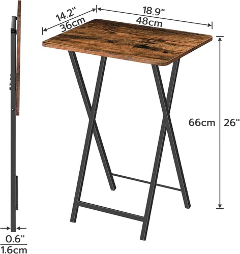 Vista 3 de HOOBRO Mesa plegable para TV, bandeja de TV, mesa de aperitivos