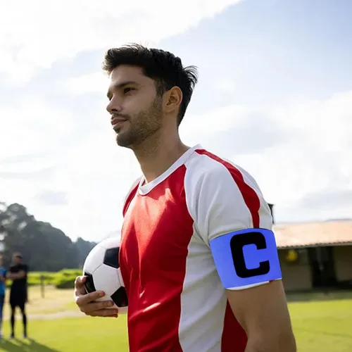 Vista 6 de Honbay 6 pulseras elásticas para capitán, fútbol y fútbol, deportivas, bandas ajustables para jóvenes y adultos, para competición o entrenamiento