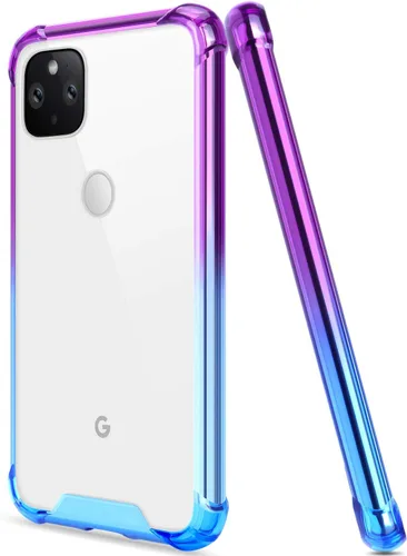 Vista 8 de Funda para Google Pixel 5, funda transparente con bonito degradado para teléfono, TPU reforzado, parte trasera de policarbonato duro, funda
