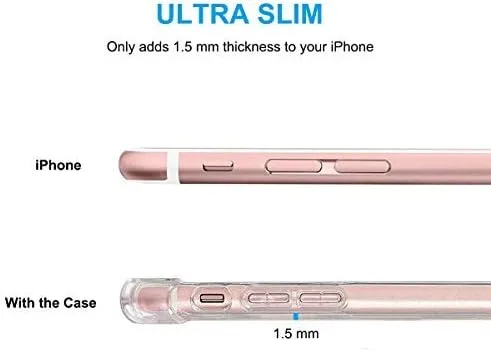 Vista 5 de Funda transparente con tarjetero [ajuste delgado] [compatible con cargador inalámbrico] Funda protectora de TPU suave que absorbe los golpes