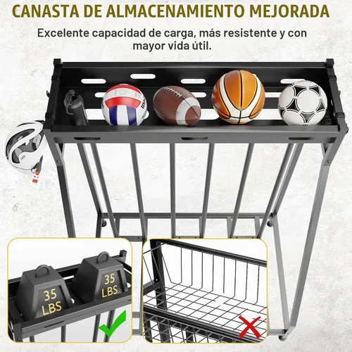 Vista 2 de Soporte de 3 bicicletas estable para bicicletas, garaje con cestas de almacenamiento para interiores, estante de almacenamiento de bicicletas