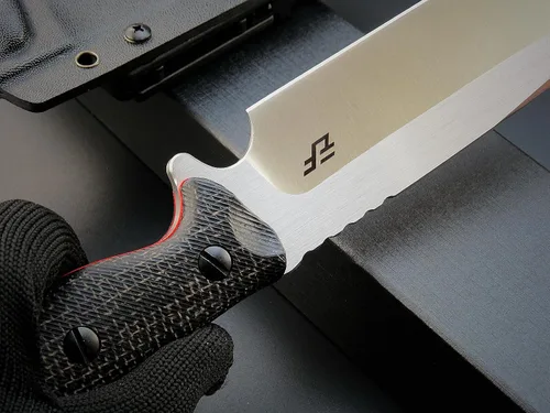 Vista 5 de Eafengrow EF143 Cuchillo de hoja fija con hoja de acero AUS-10, mango de Micarta, tanga completa, herramienta EDC, cuchillo recto para trabajo Negro