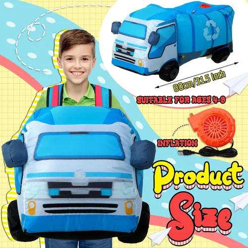 Vista 2 de Simgoing - Disfraz inflable de camión de 31.5 pulgadas para niños, camión