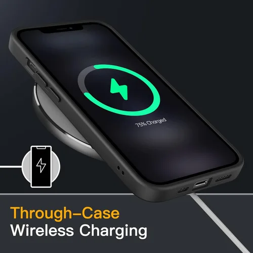Vista 6 de JETech Funda mate para iPhone 12 Pro Max de 6.7 pulgadas, a prueba de golpes, protección contra caídas de grado militar, cubierta trasera Negro