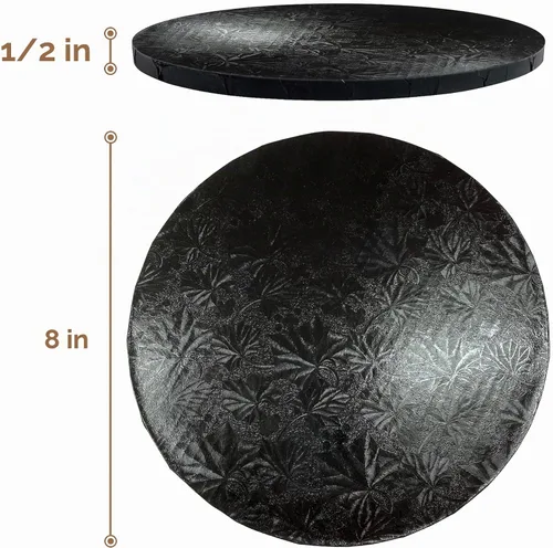 Vista 2 de Cakebon Tablas redondas para tartas – Tambores resistentes de 1/2 pulgada de grosor – Base profesional de 8 pulgadas para bordes totalmente